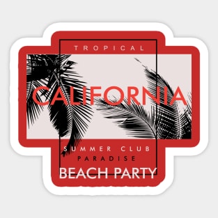 Tropical California Beach Party Sticker